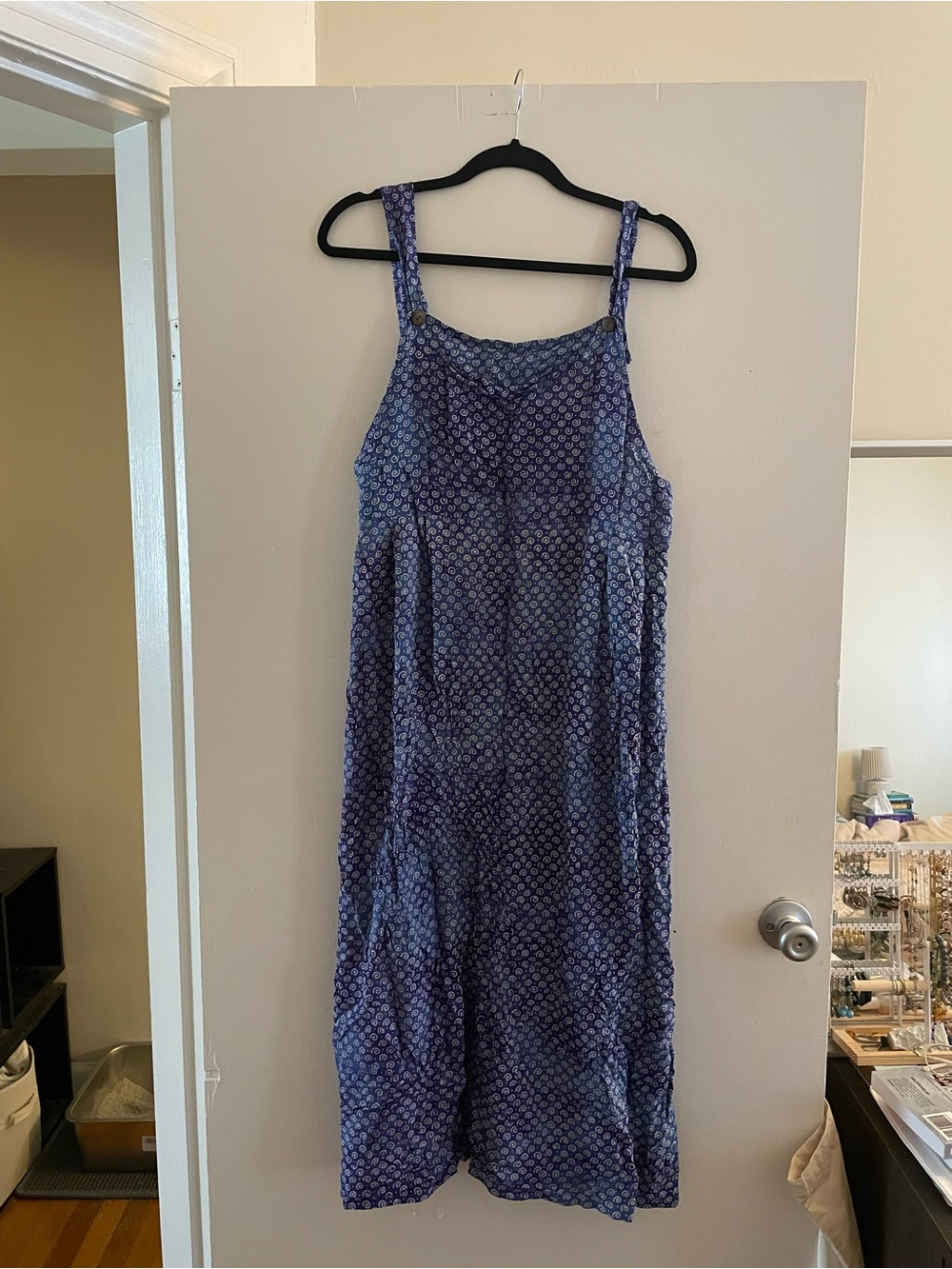 Vintage Blue-Purple Printed Midi Dress